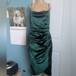 ruda Elegant Green Satin Dress